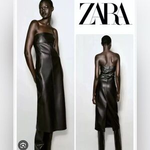 Zara strapless leather dress